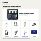 Lieferumfang: Volkswagen Touran 1T (2003–2010) – Qrade Autoradio mit Rahmen und Kabelsatz