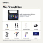 Lieferumfang: Volkswagen Touran 1T (2011–2015) – Qrade Autoradio mit Rahmen und Kabelsatz