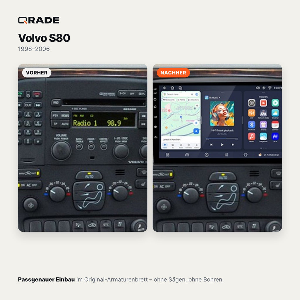 Volvo S80 (1998–2006) – Autoradio mit Wireless CarPlay & Android Auto