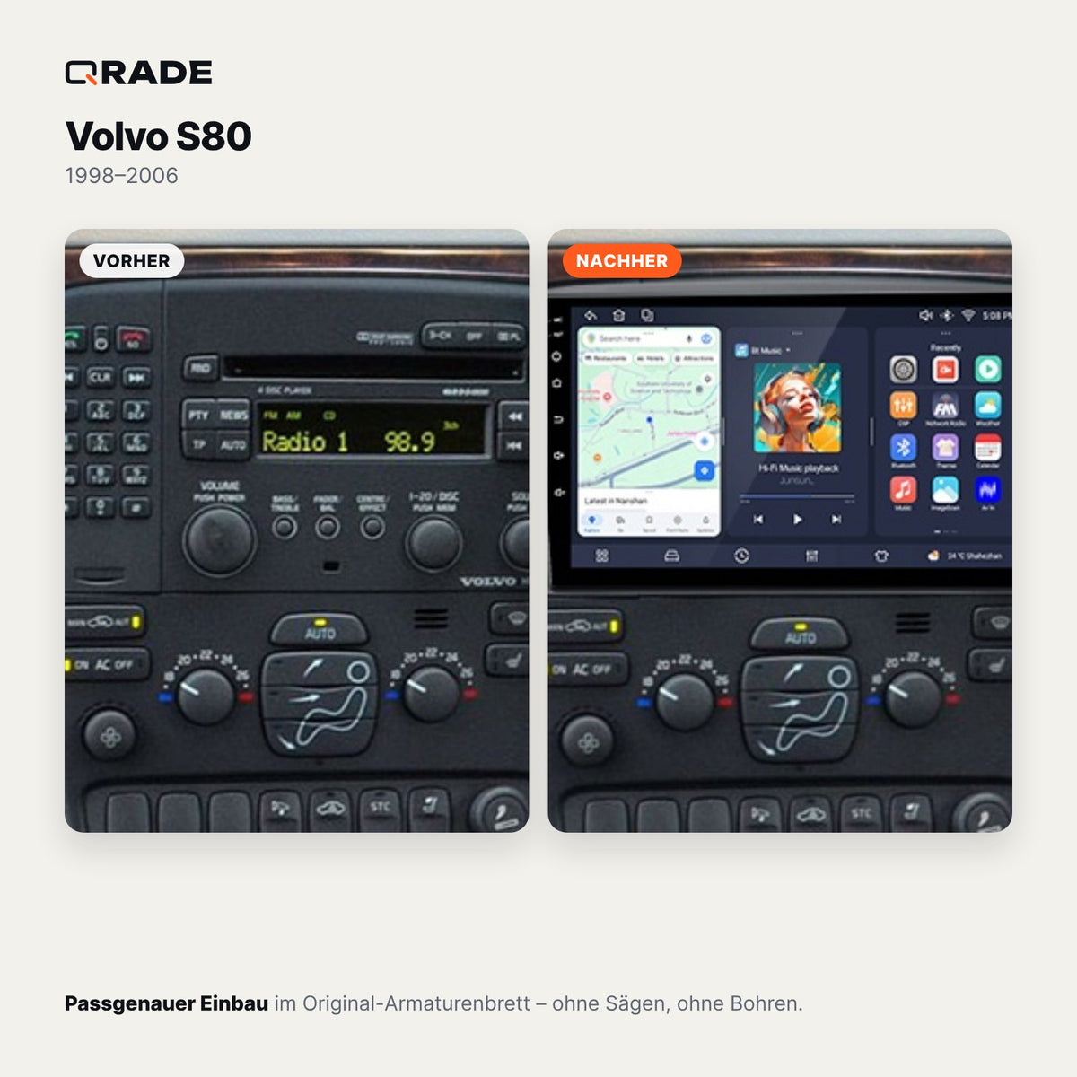 Volvo S80 (1998–2006) – Autoradio mit Wireless CarPlay & Android Auto