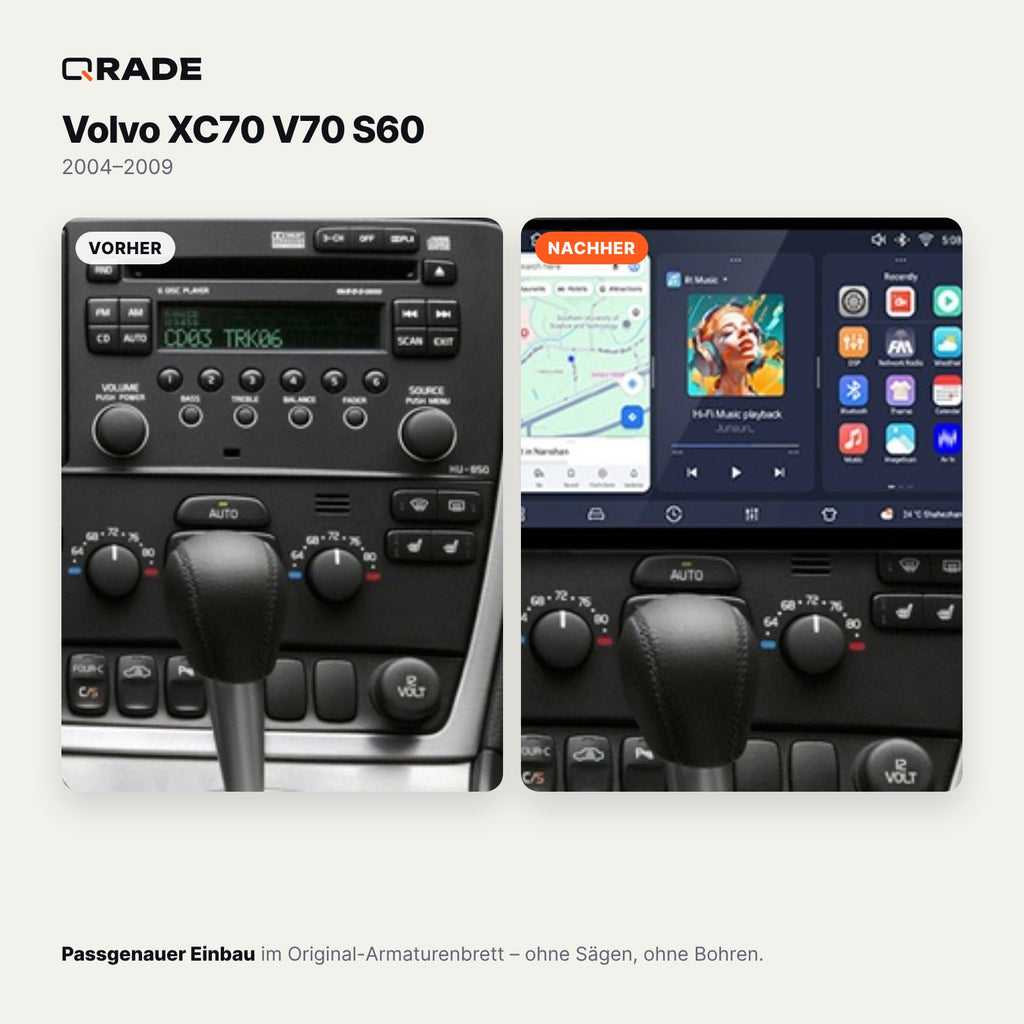 Volvo XC70 / V70 / S60 (2004–2009) – Autoradio mit Wireless CarPlay & Android Auto