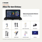 Lieferumfang: Volvo XC90 1 (2004–2014) – Qrade Autoradio mit Rahmen und Kabelsatz