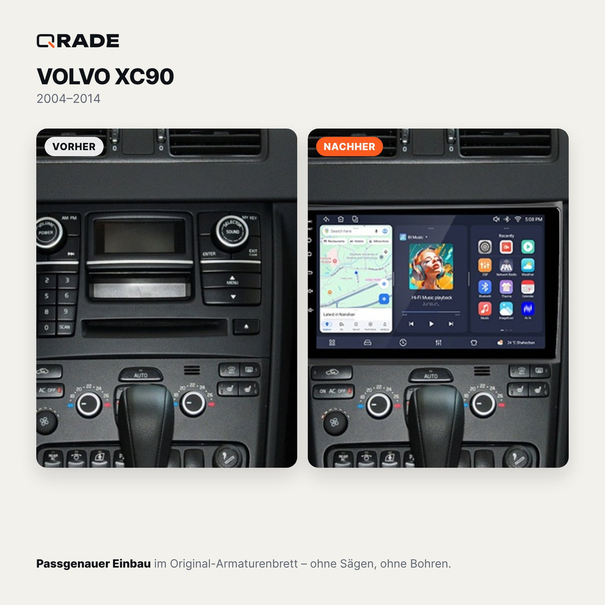 Volvo XC90 (2004–2014) – Autoradio mit Wireless CarPlay & Android Auto