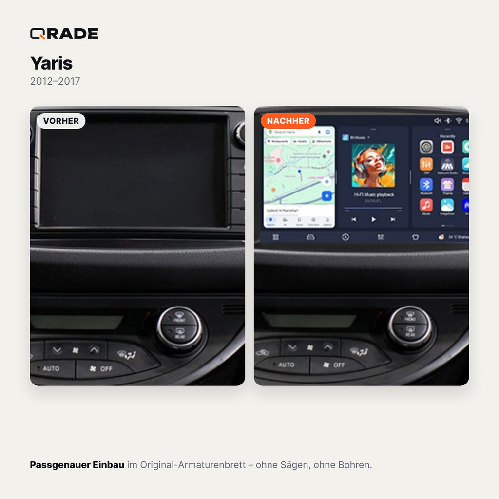Toyota Yaris (2012–2017) – Autoradio mit Wireless CarPlay & Android Auto