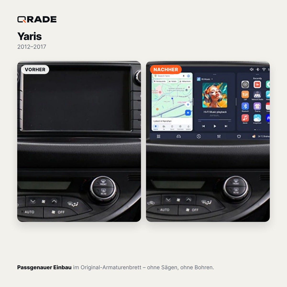 Toyota Yaris (2012–2017) – Autoradio mit Wireless CarPlay & Android Auto